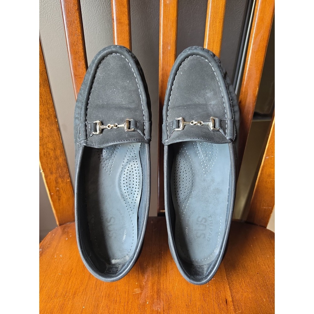 SAS Women Metro Charcoal Nubuck Horse Bit Leather TriPad Comfort Sz 7.5 M Shoes